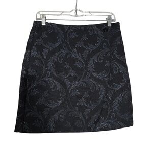 LOFT Vine Jacquard Pencil Wrap Skirt Navy Blue on Blue Size 4 Floral NWT